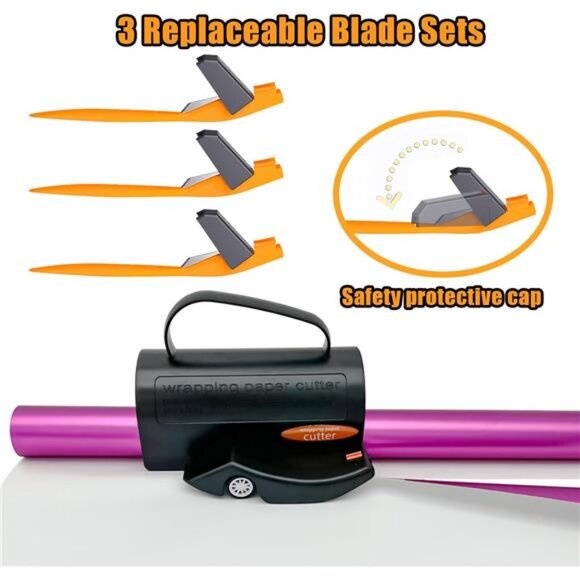 Wrapping Paper Roll Cutter with 3 PCS Blade Christmas Gift Wrap Cutter Tool - Picture 2 of 7